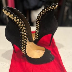 Christian Louboutin Black Suede Peep-too Bootie